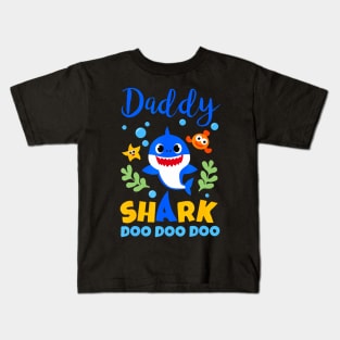 Daddy Papa Of The Shark Birthday Family Matching Birthday Kids T-Shirt